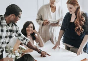 Diverse business people working together Targetter